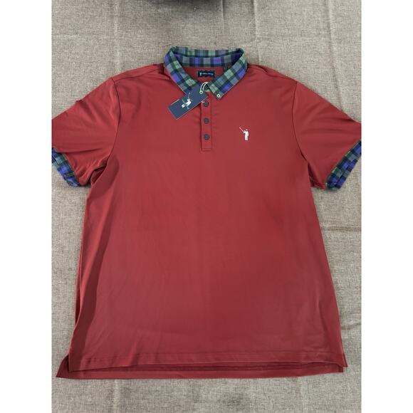 New William Murray Shirt Mens Size Small Golf Family Ties Polo Red Terracota